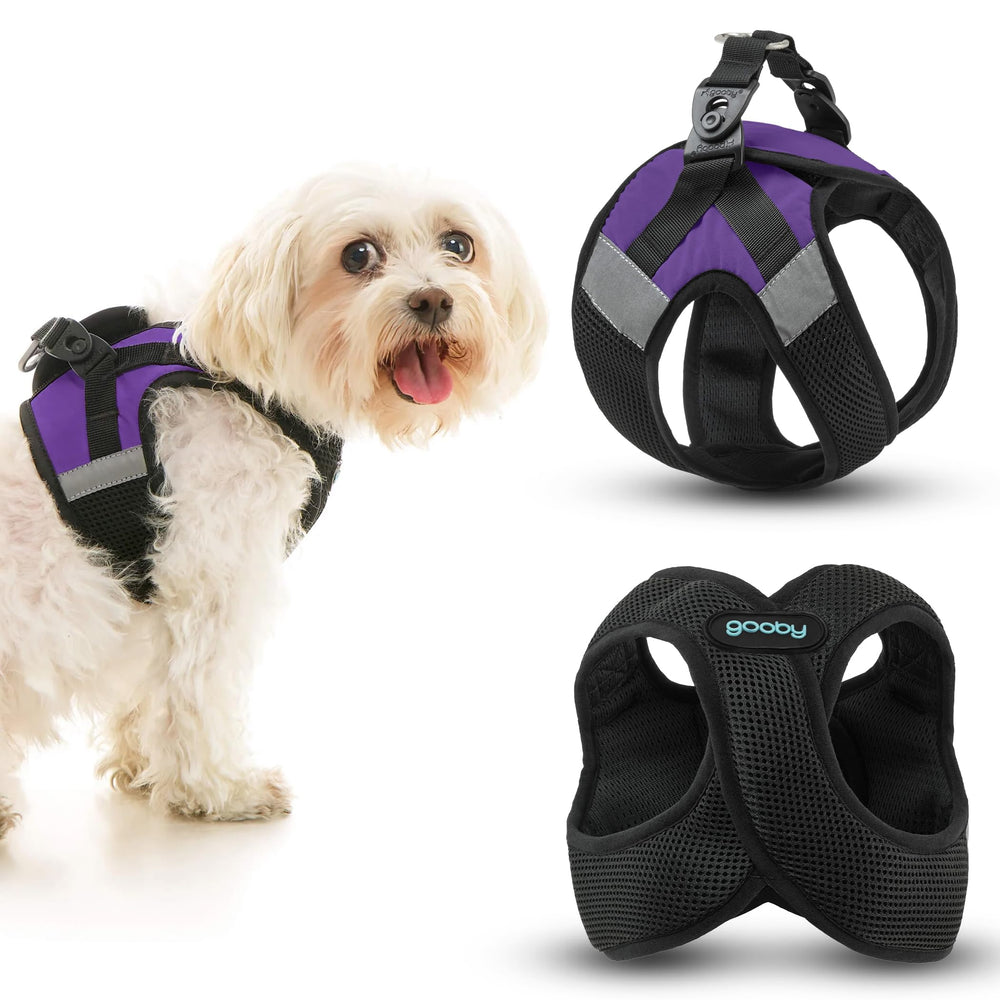 Harnais Gooby Step-In en maille douce violet XS, confort lors des promenades.