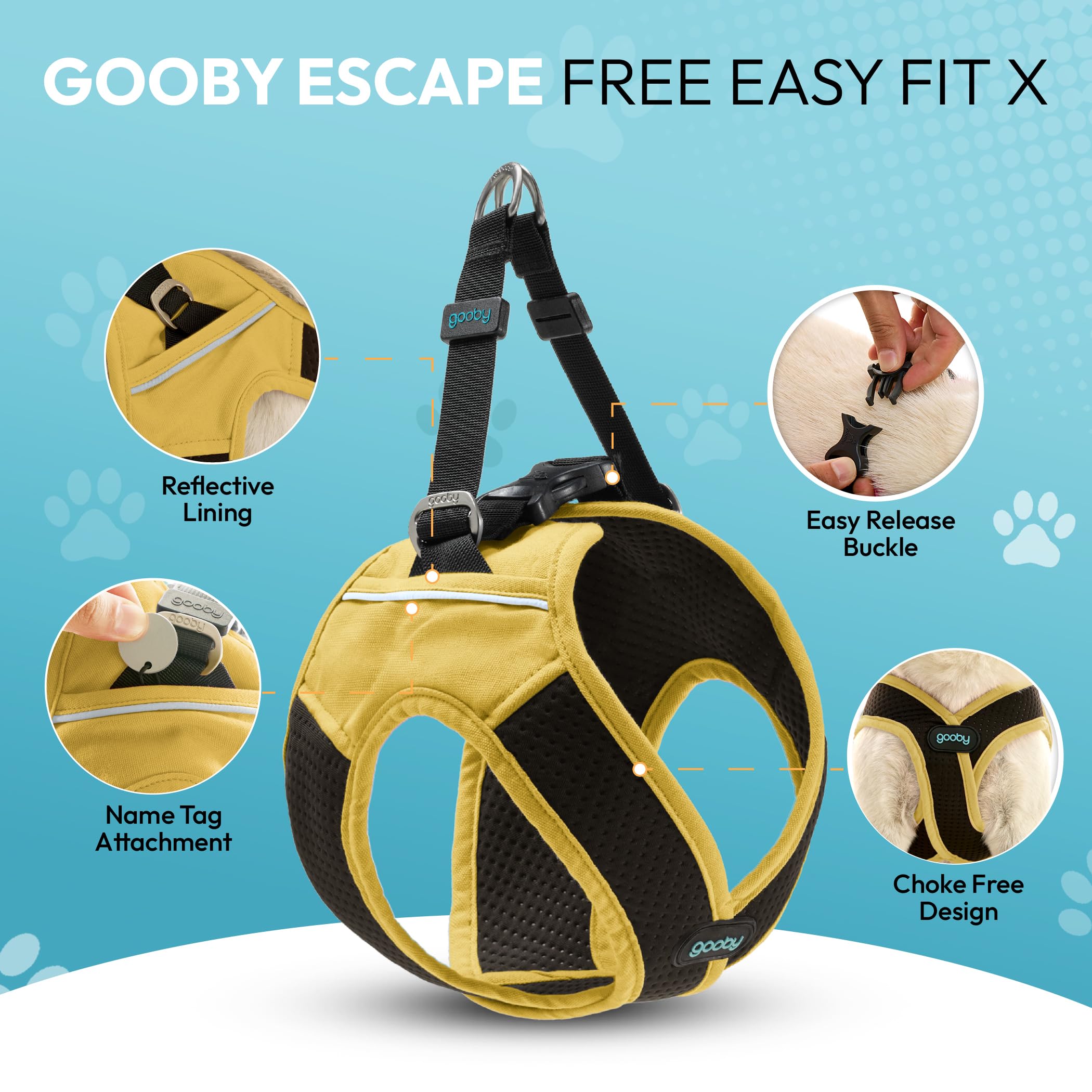 Gooby harnais X-frame sans étrasion pour petit chien, confort et sécurité.