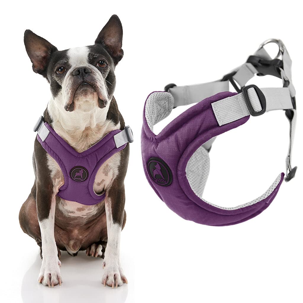 Gooby harnais à mémoire de mousse à enfiler – vue avant, confort renforcé pour les petits chiens.