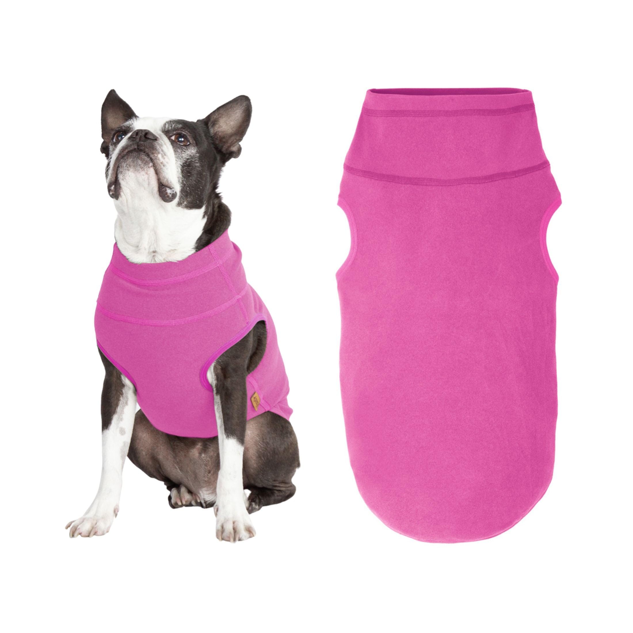 Gooby veste chien microfibre extensible rose, confort et chaleur durables.