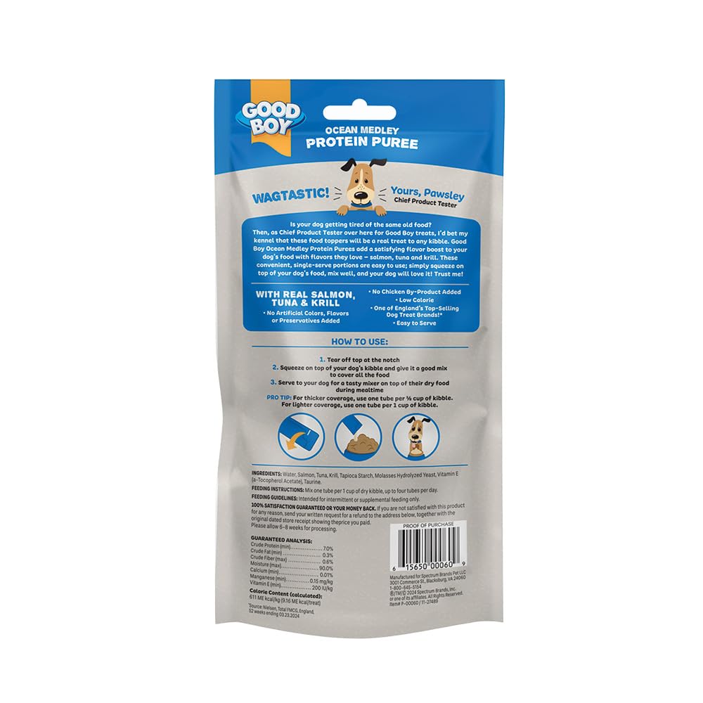 Good Boy Ocean Medley Purées thon, saveur marine pour kibble plus appétant.