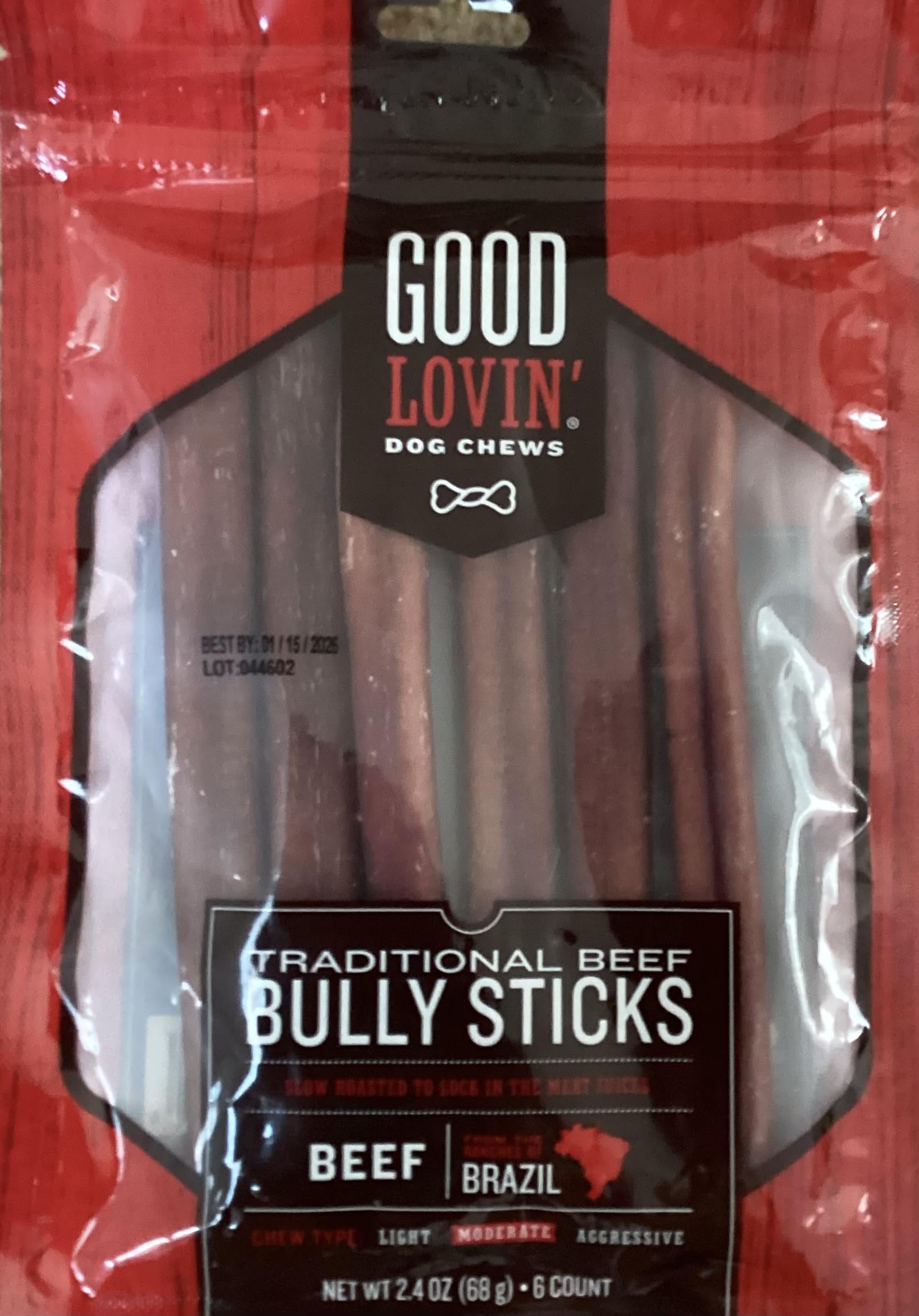 Good Lovin' baton boeuf traditionnel pour chien, snack croustillant et utile pour occuper et nettoyer les dents.