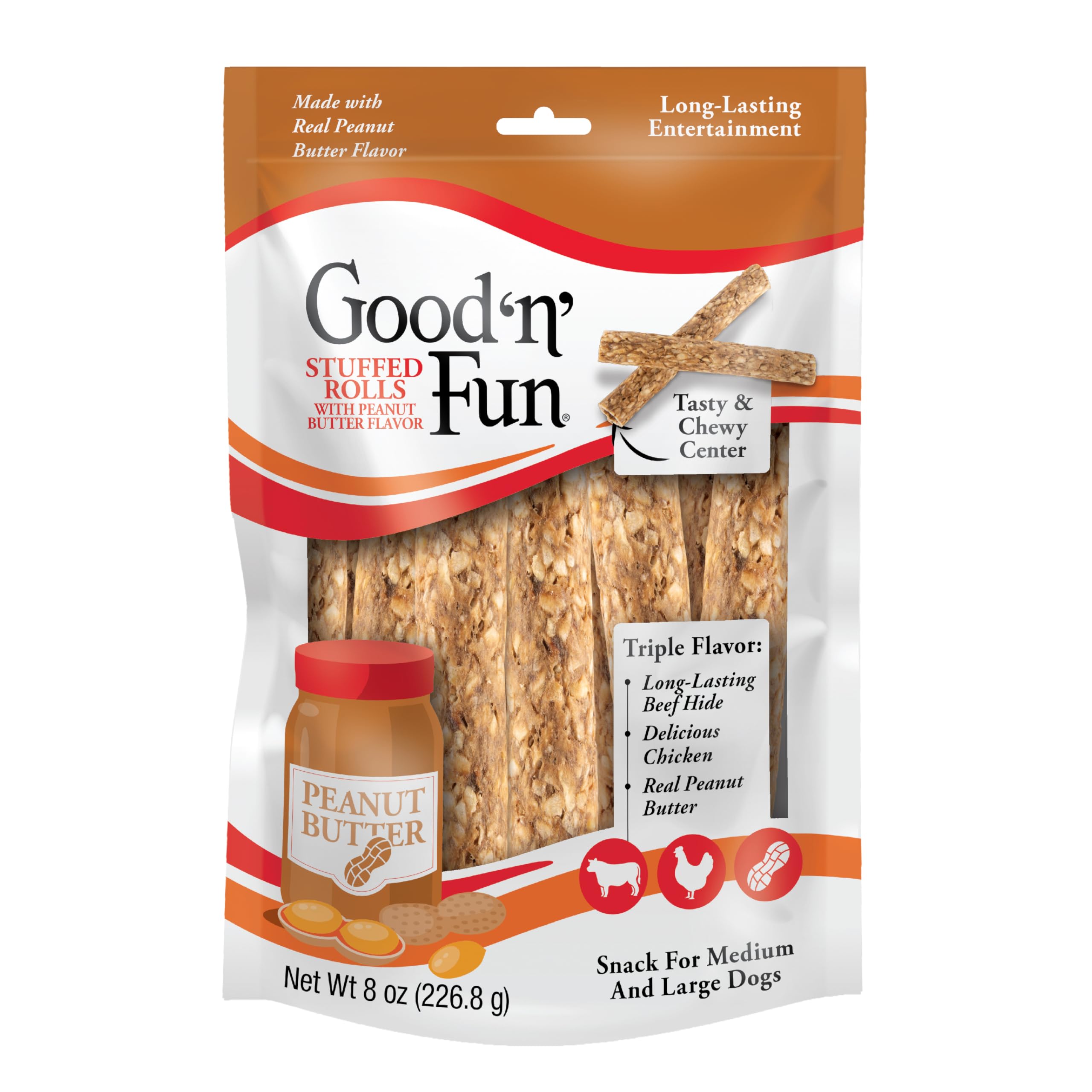 Good ‘n’ Fun Mélange saveurs poulet-arachide-boeuf apprécié par les chiens.