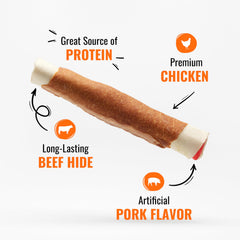 GOOD 'N' FUN Rouleau peau de porc enveloppée de poulet séché, goût riche.