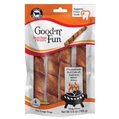 GOOD 'N' FUN Steaktastic Twists emballage – friandise protéinée pour grands chiens.