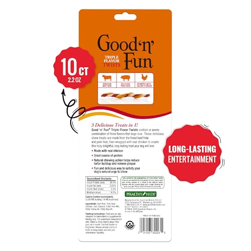 Torsades GOOD 'N' FUN enrobées de poulet, saveur tripes pour chiens gourmets.