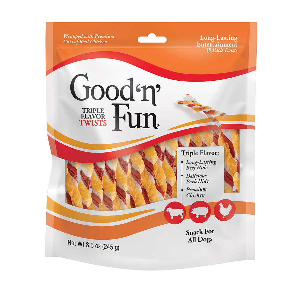 GOOD 'N' FUN torsades saveurs boeuf et poulet, récompense lors de l'entraînement.