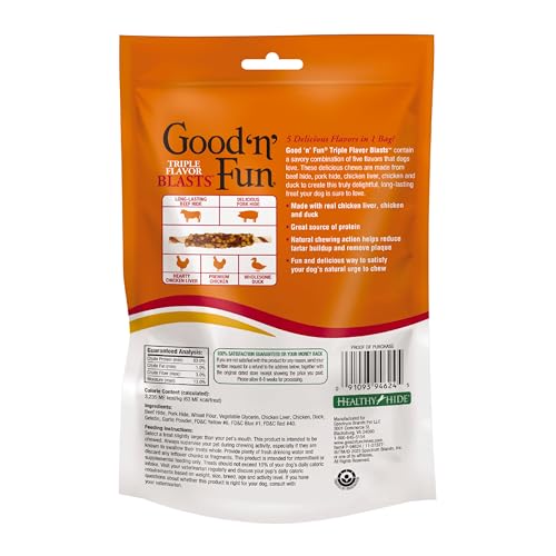 GOOD 'N' FUN Triple Flavor Blasts - Cinq saveurs savoureuses pour chiens actifs.