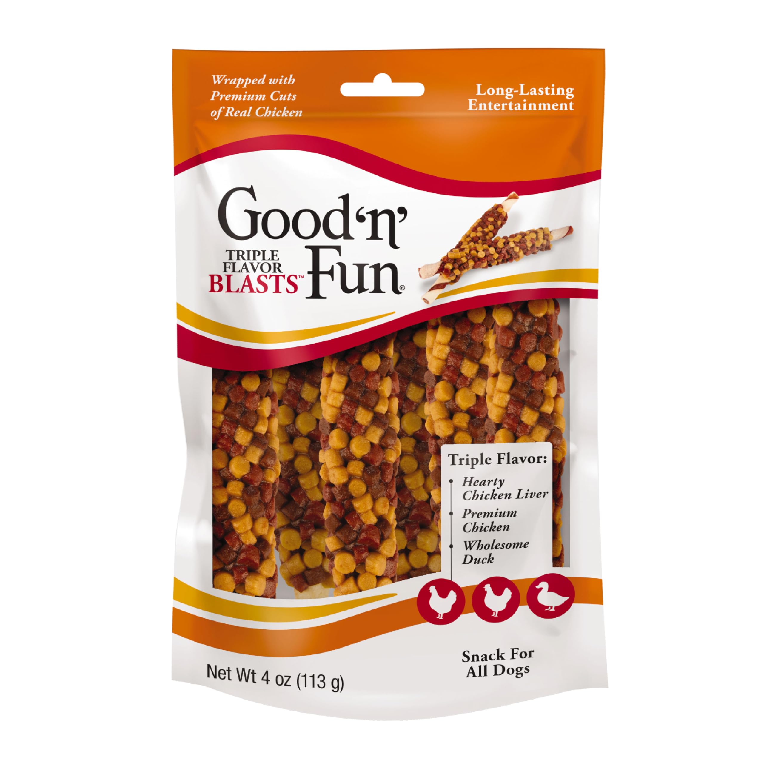 GOOD 'N' FUN Triple Flavor Blasts - Os longue durée pour chien, mâche durable.