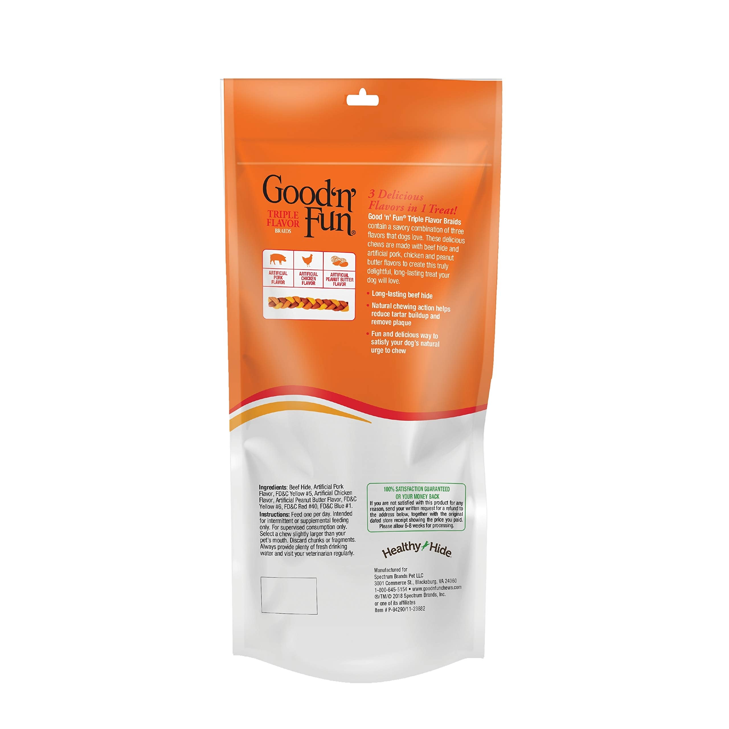 GOOD 'N' FUN Triple Flavor Braids – texture croquante pour la mastication chez le grand chien.
