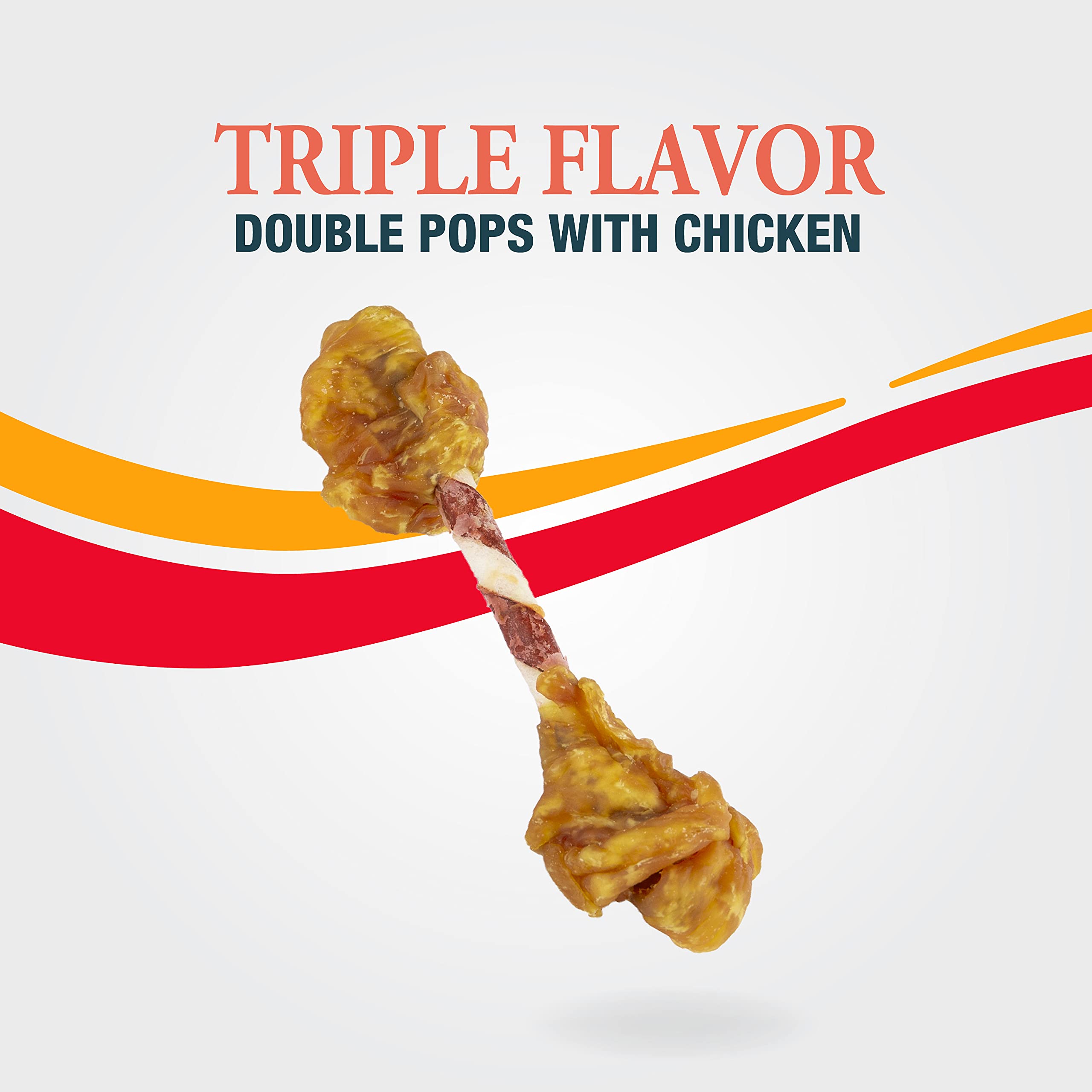 Good 'n' Fun Triple Flavor Double Pops forme-dumbbell-premier-plan : forme ludique pour la mastication.