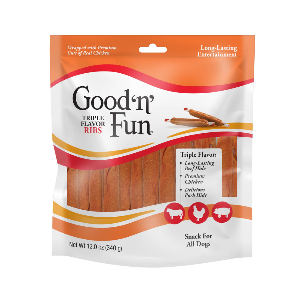 GOOD 'N' FUN friandises Côtes saveur triple emballage attrayant pour chien.