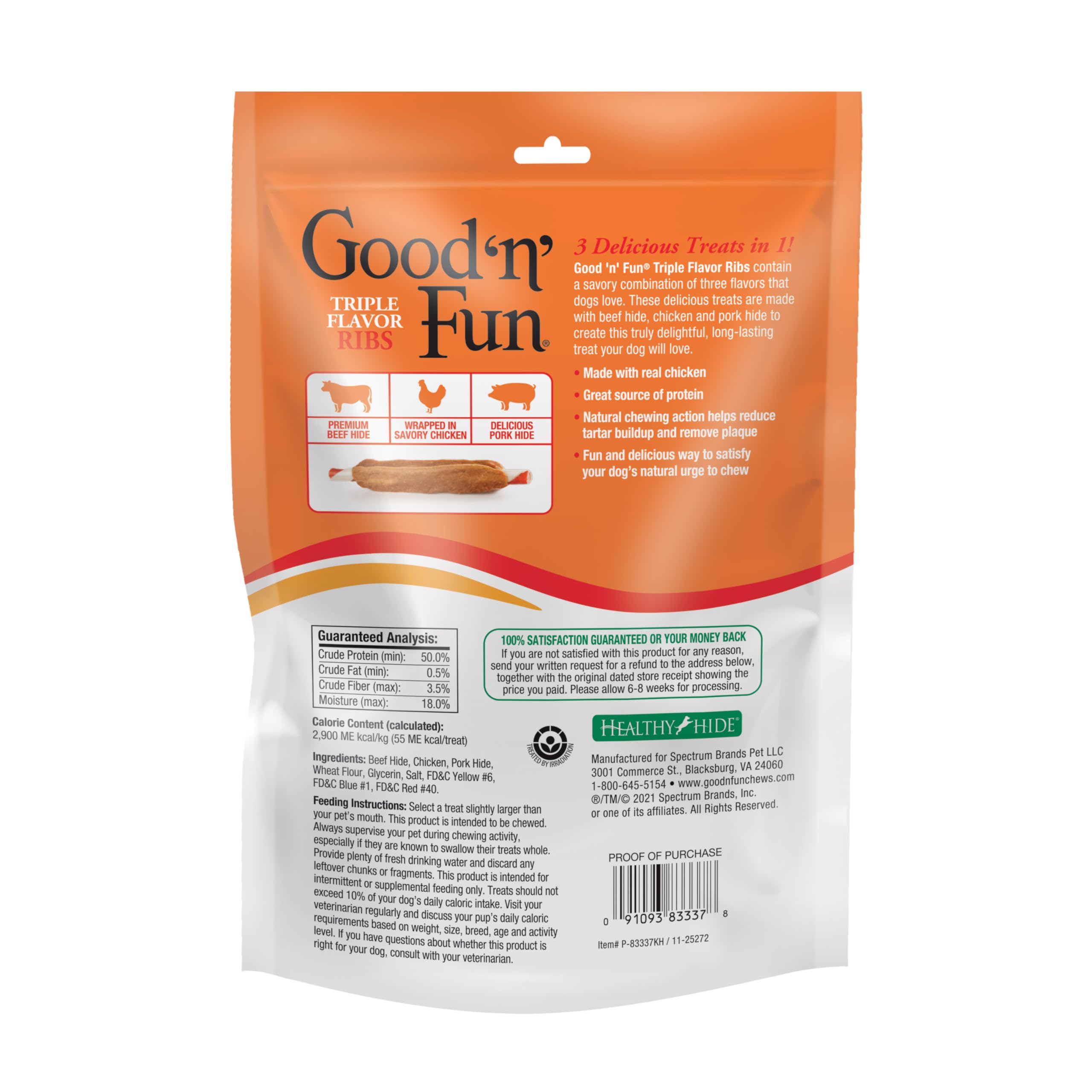 GOOD 'N' FUN friandise côtes triple saveur au porc, texture durable
