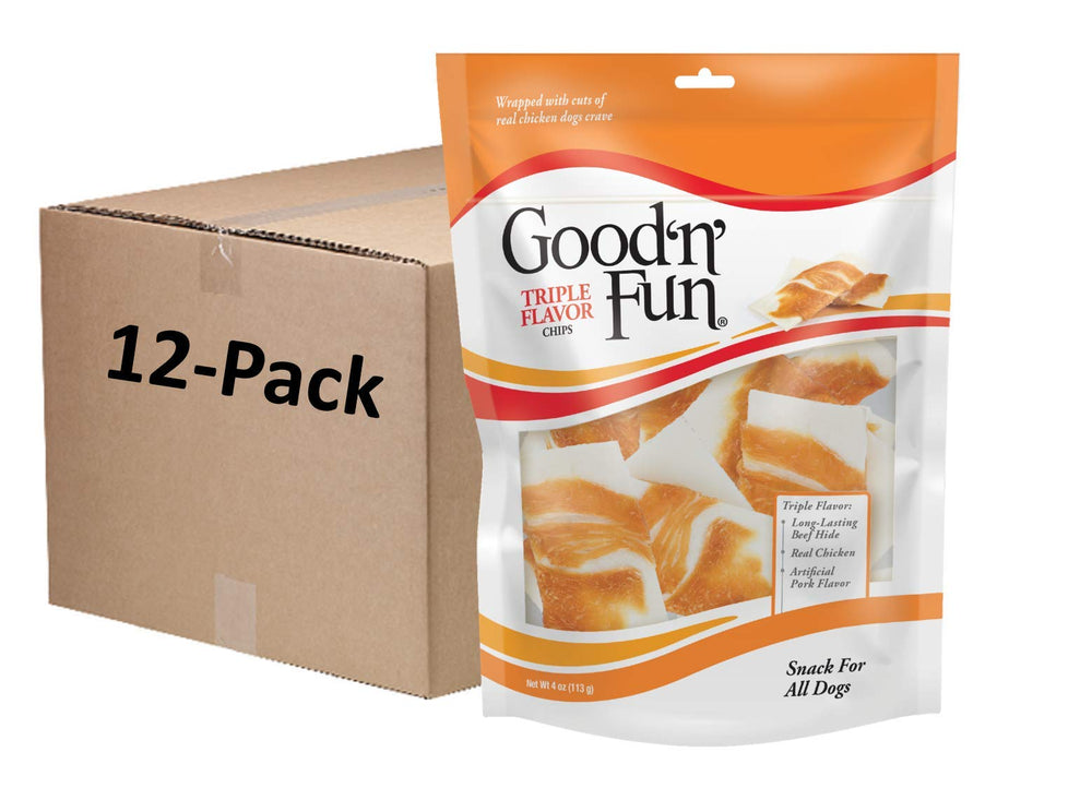 GOOD 'N' FUN Triple Saveurs Chips Cuir Brut poulet vrai, mastication durable pour chien.