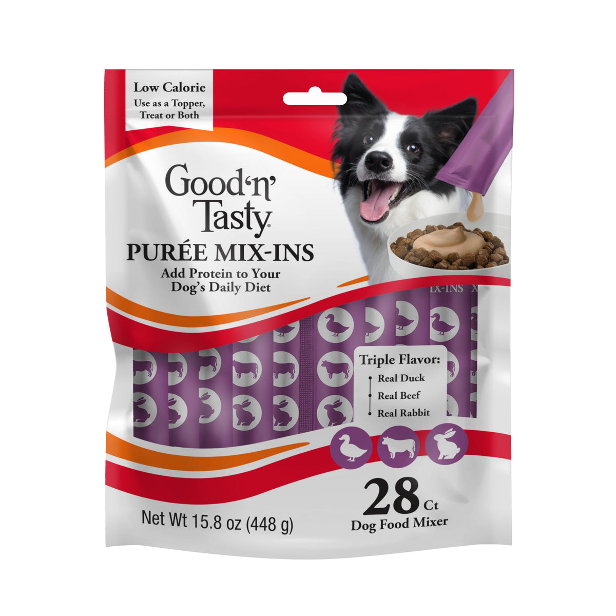 Good N Tasty Purée Triple Flavor en tubes individuels pour chien.