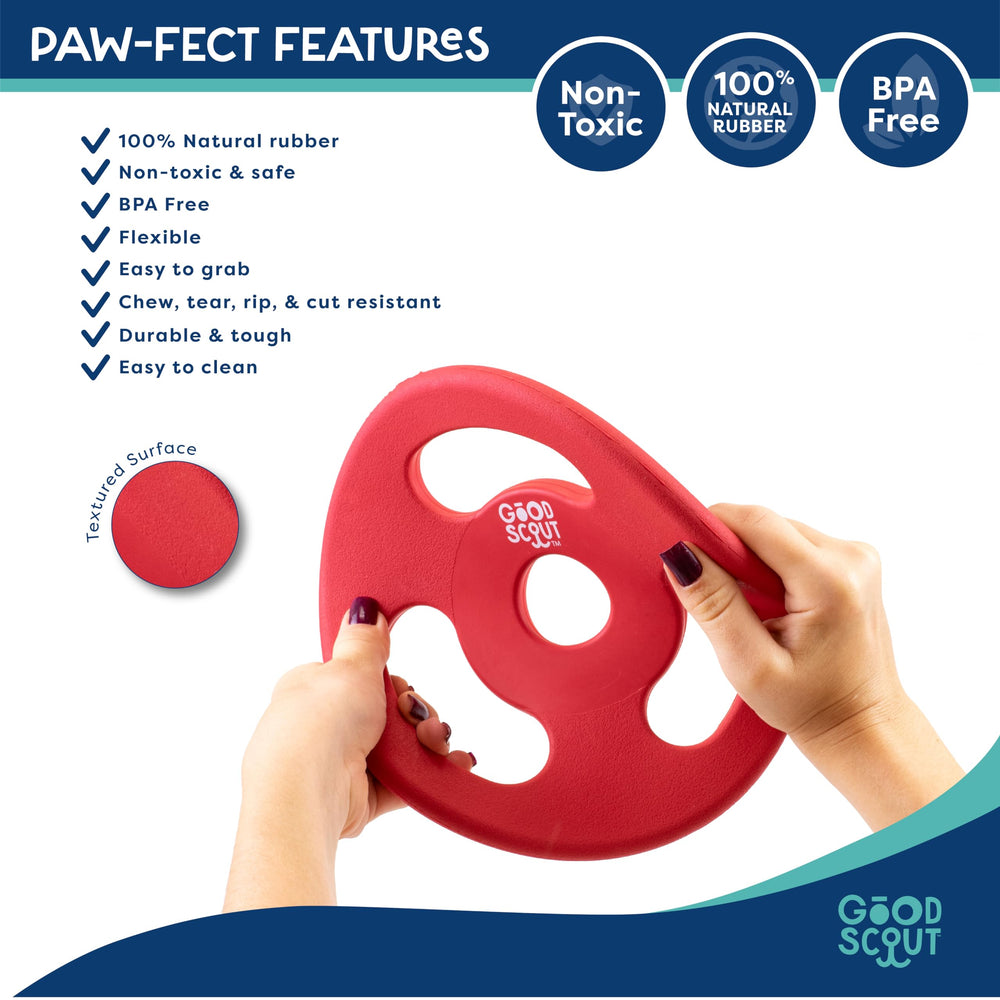 Scout Tugg Frisbee, design robuste résistant aux intempéries pour l’extérieur.