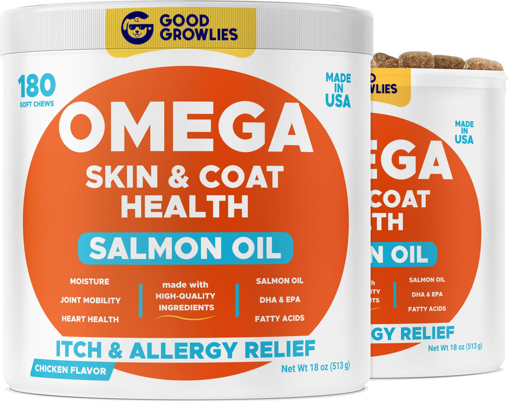 GOODGROWLIES Omega 3 pour chien: bouteille huile poisson, soutien peau et pelage