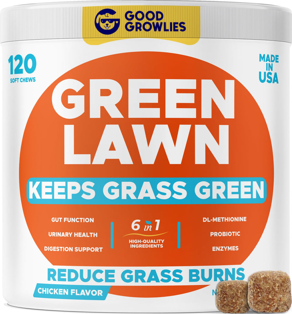 Emballage GOODGROWLIES avec friandises vertes pour chiens, pratique et appétentes.