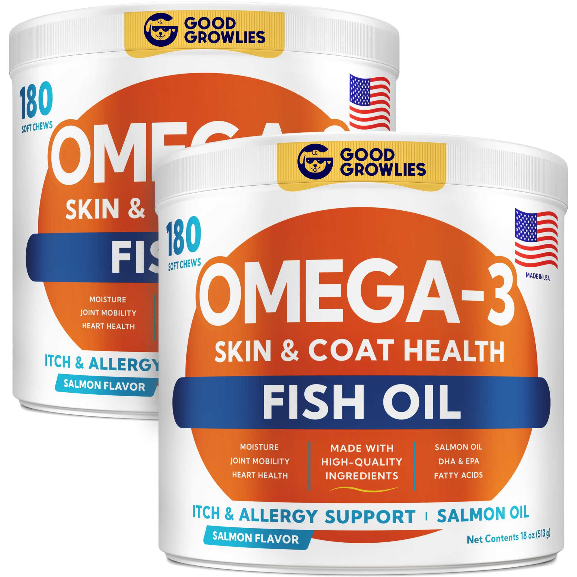 GOODGROWLIES Omega3 chien dans le bocal saumon pour pelage brillant