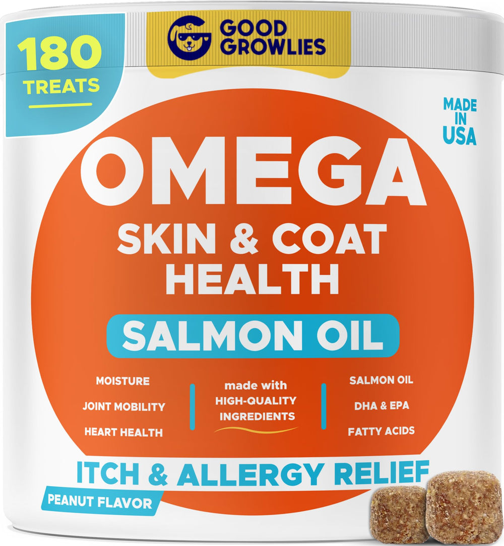 GOODGROWLIES Omega3 Poisson – bouchées chiens pour peau et pelage sains.