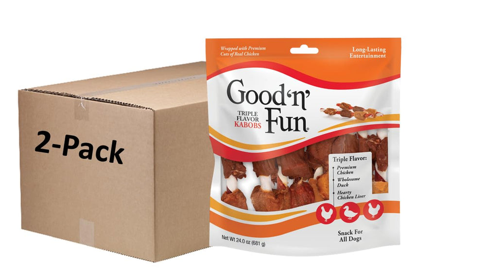 Kabobs Good’n’Fun saveurs poulet-canard-foie, récompense savoureuse pour chien.