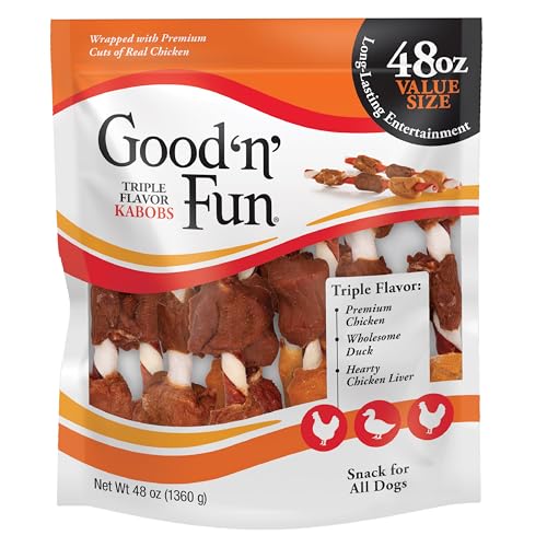 Good'n'Fun Kabobs enveloppe poulet, saveur attrayante pour chien