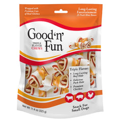 GOOD 'N' FUN Triple Flavor Mini Os : os durable pour chiens actifs.