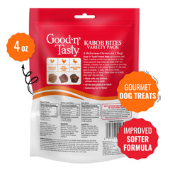 Good 'N' Tasty Kabob Bites poulet, saveur savoureuse et bouchées faciles à mâcher.