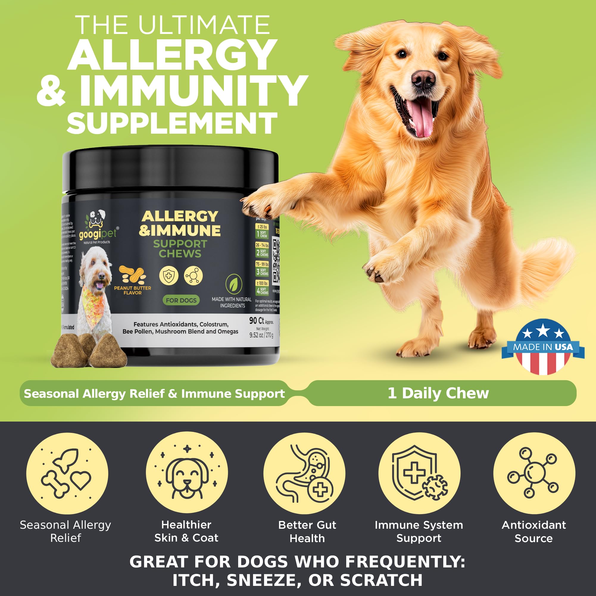 Googipet Chien Allergie Chews – probiotiques et flore intestinale