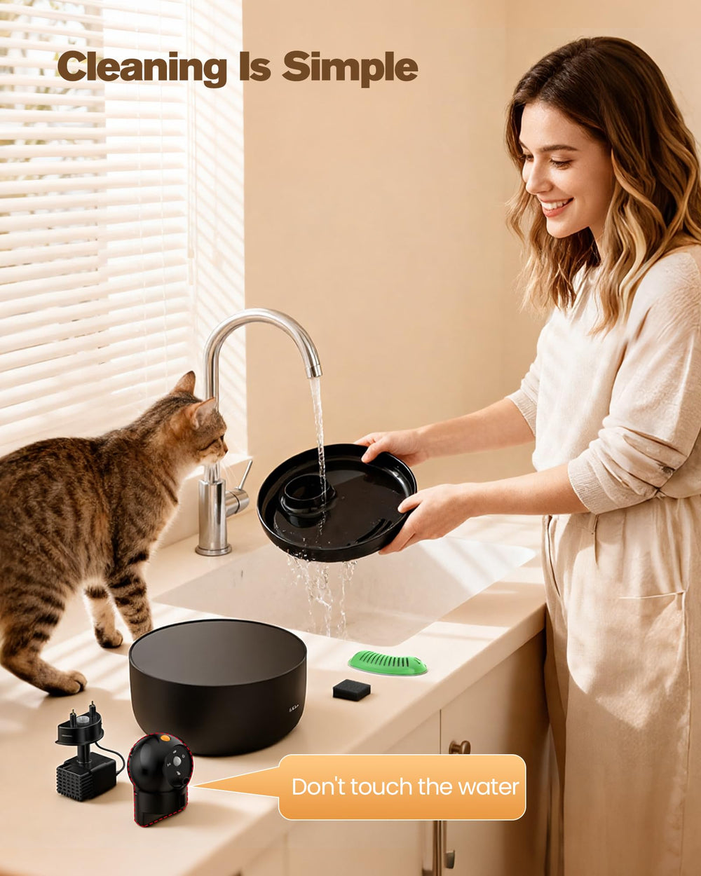GOOIFUN fontaine chat nettoyage rapide et démontage simple