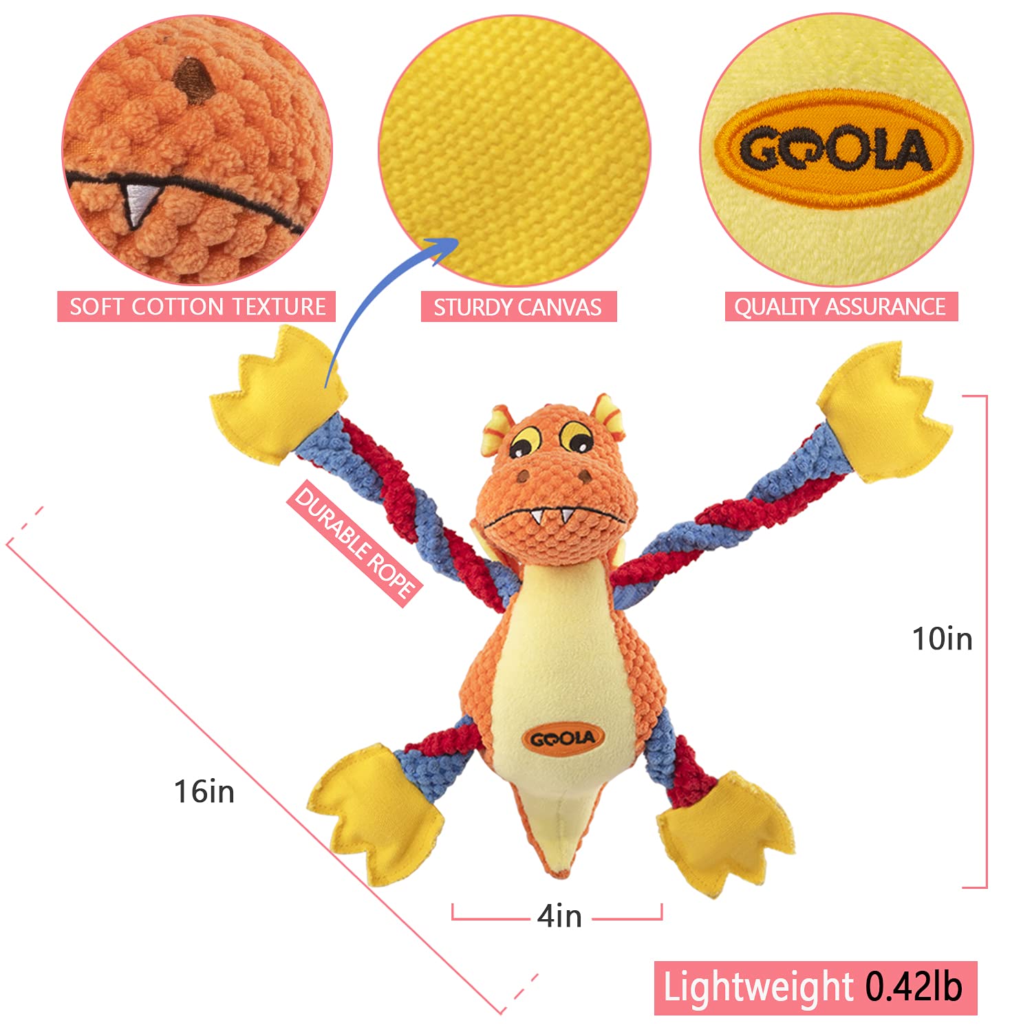 GOOLA Dragon lavable en machine: entretien rapide pour des jeux propres.