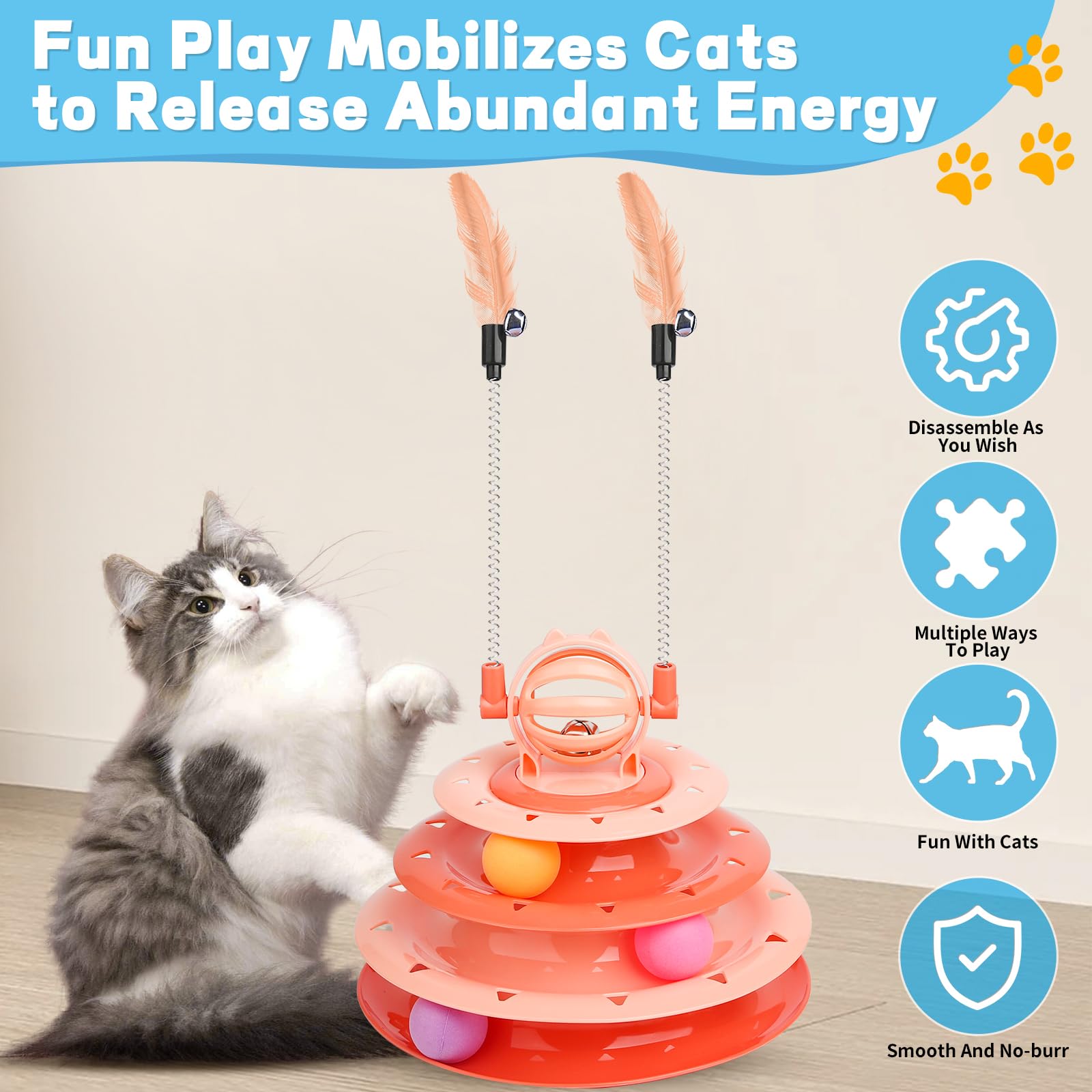 Carrousel Goosheep à quatre niveaux avec six balles pour chats.