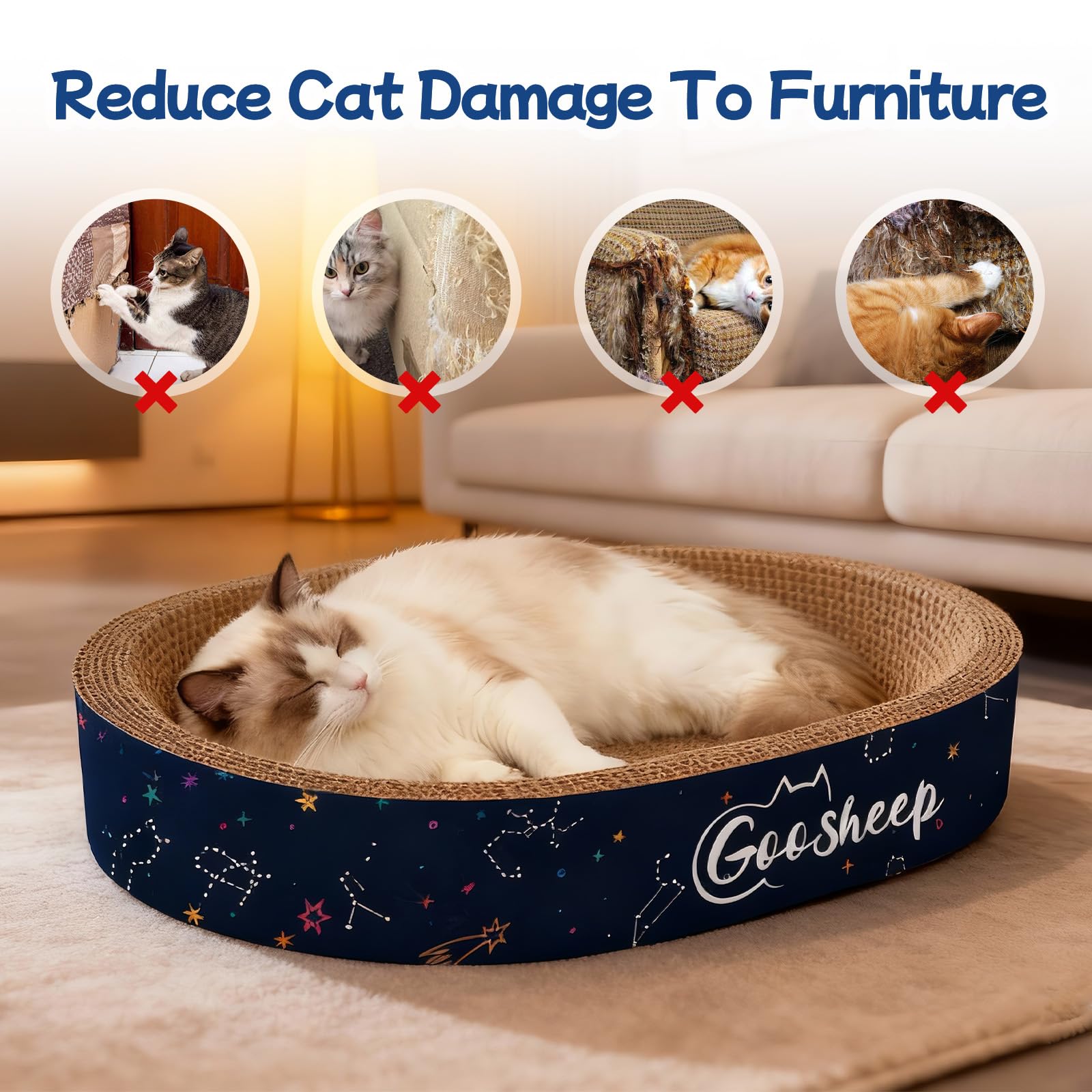 Goosheep coussin ovale chat : espace douillet pour se blottir.