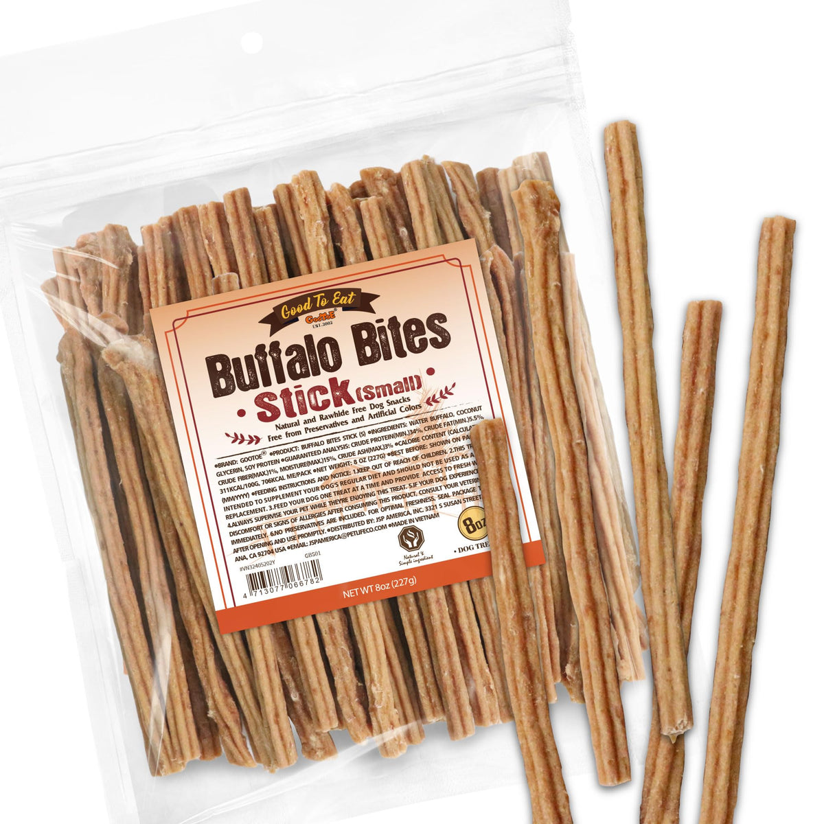 Gootoe friandises buffle pour chiens — sac réutilisable préserve la fraîcheur des bouchées