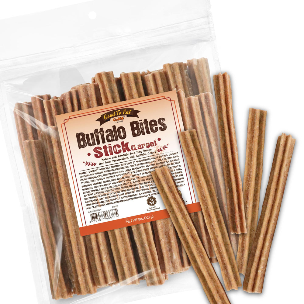 Gootoe Buffalo Treats – sac refermable, préserve la fraîcheur à chaque bouchée.
