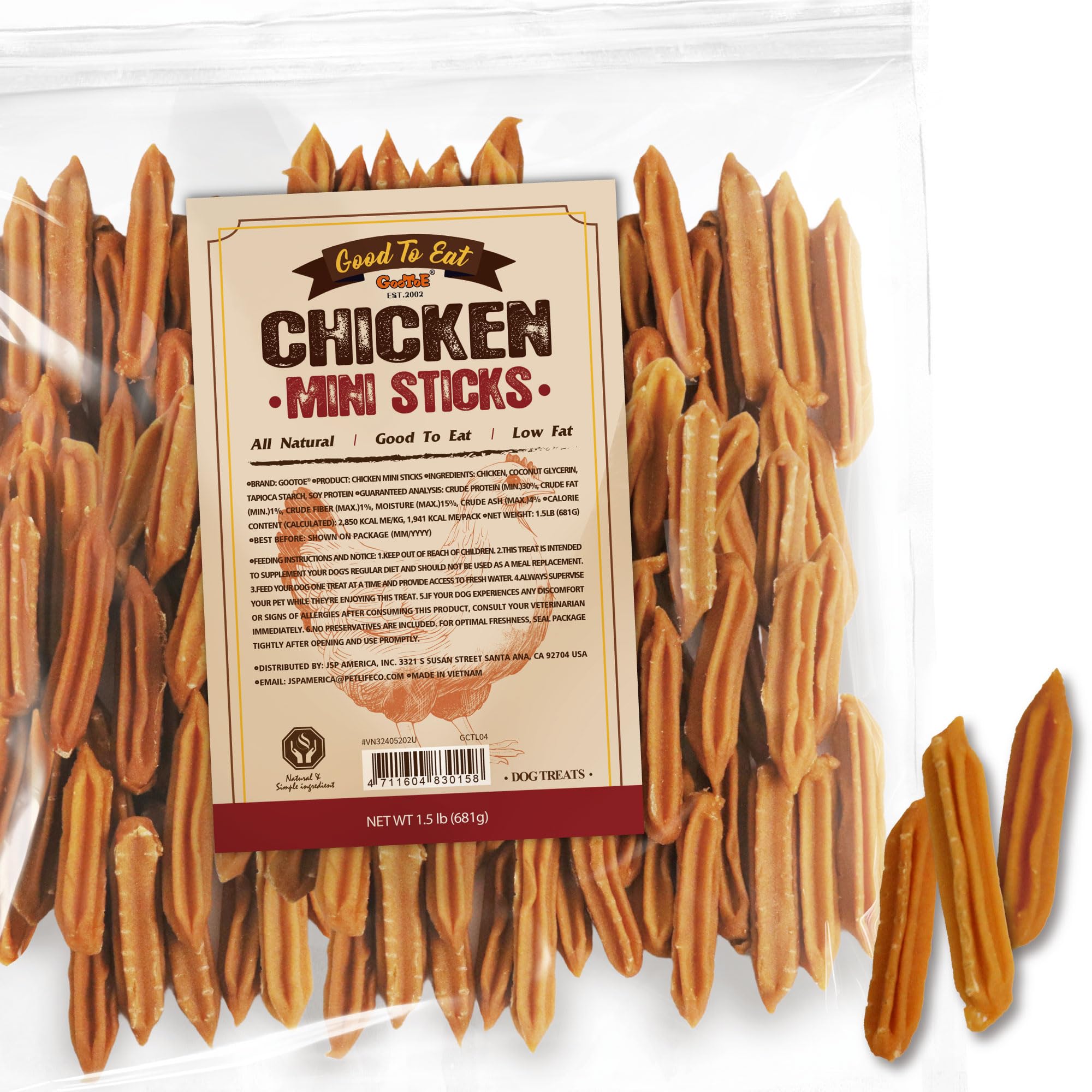 Gootoe poulet jerky mini bouchées pour chiens, parfaites pour l'entraînement.