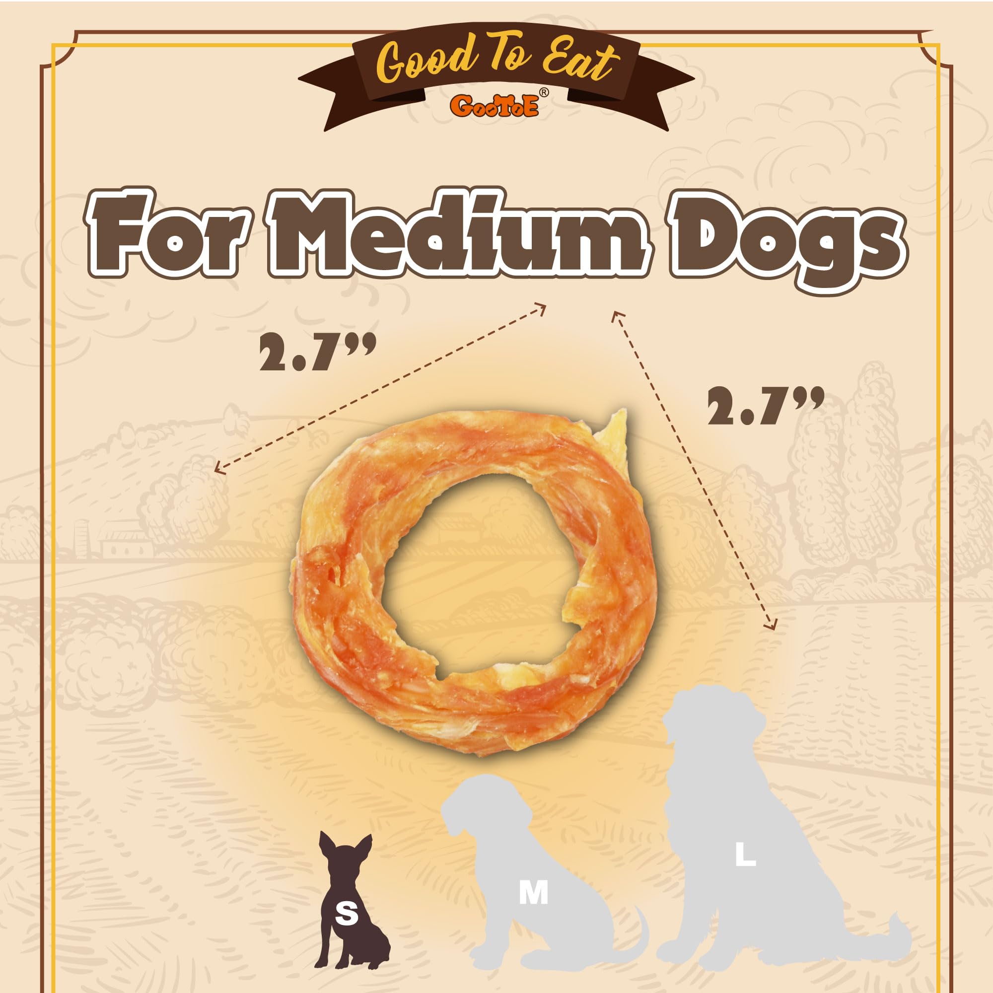 Gootoe ingrédients naturels: tendons de dinde sans additifs pour chiens sensibles.