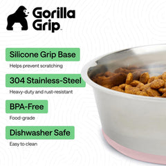 GORILLA GRIP bol rose 8 tasses, idéal pour portions généreuses de nourriture.