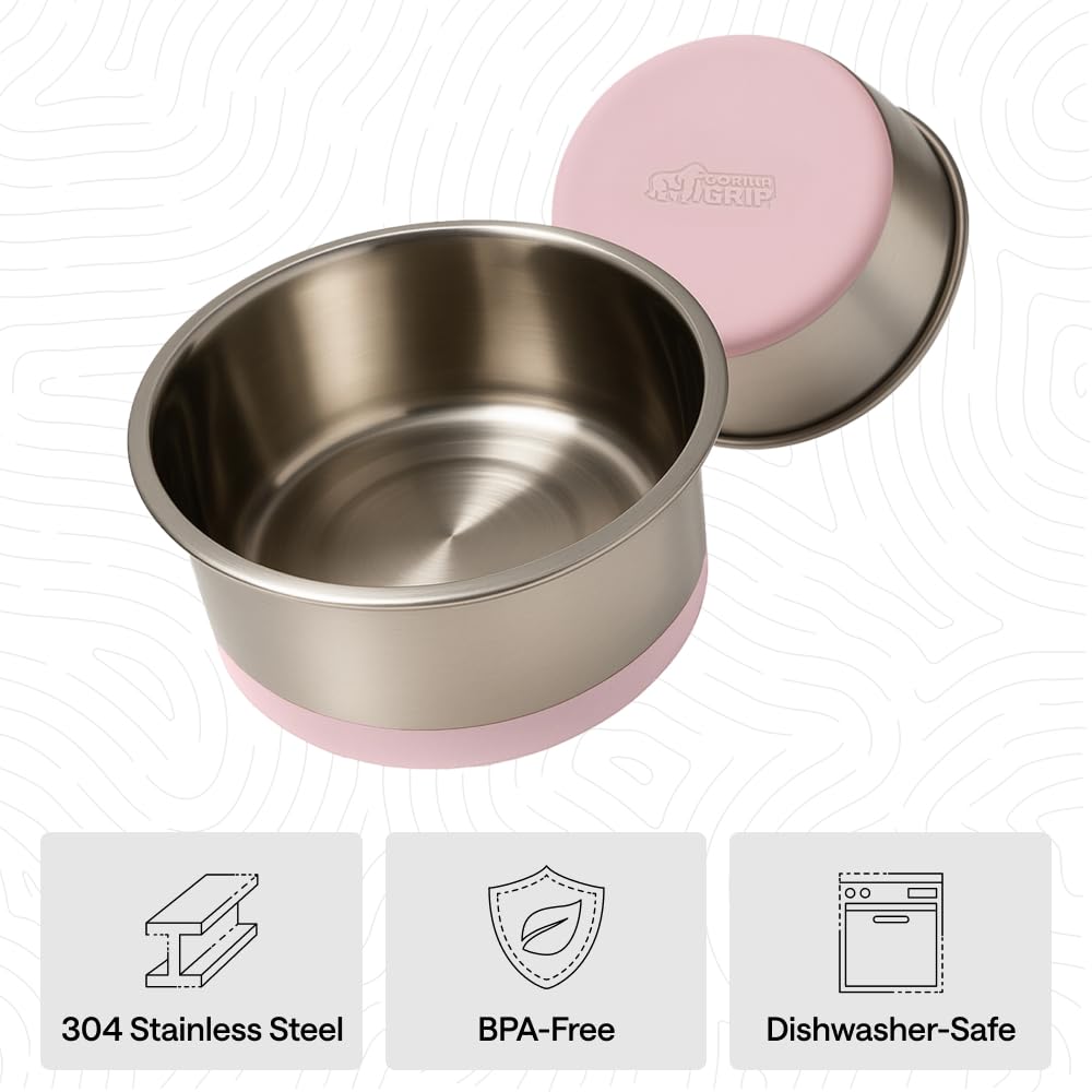 Gorilla Grip bol moyen rose, capacité 4 tasses, petit et moyen chien.