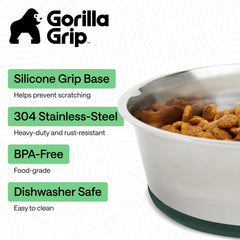 Bol Gorilla Grip vert avec base silicone antidérapante pour repas stable.