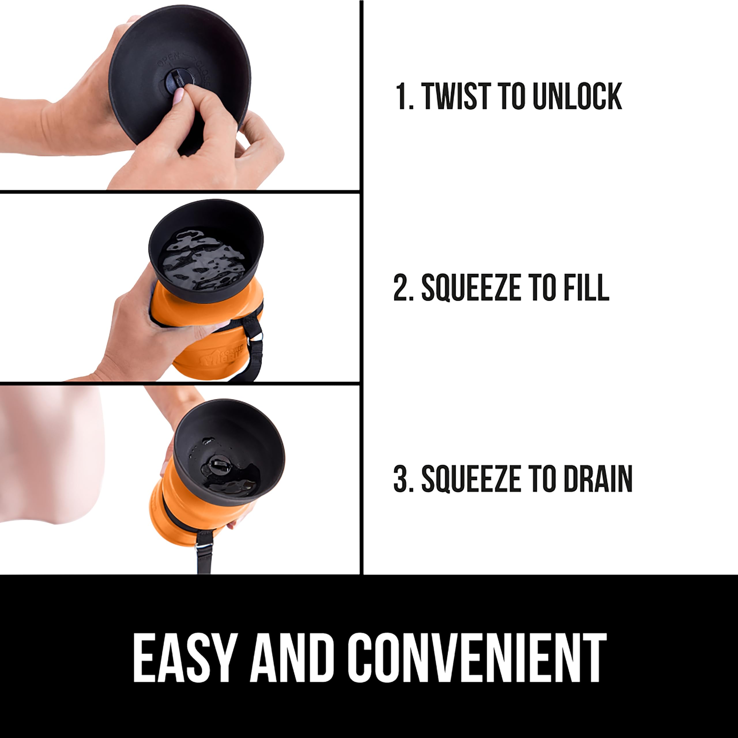 GORILLA GRIP: bouchon tournant étanche pour limiter les fuites.