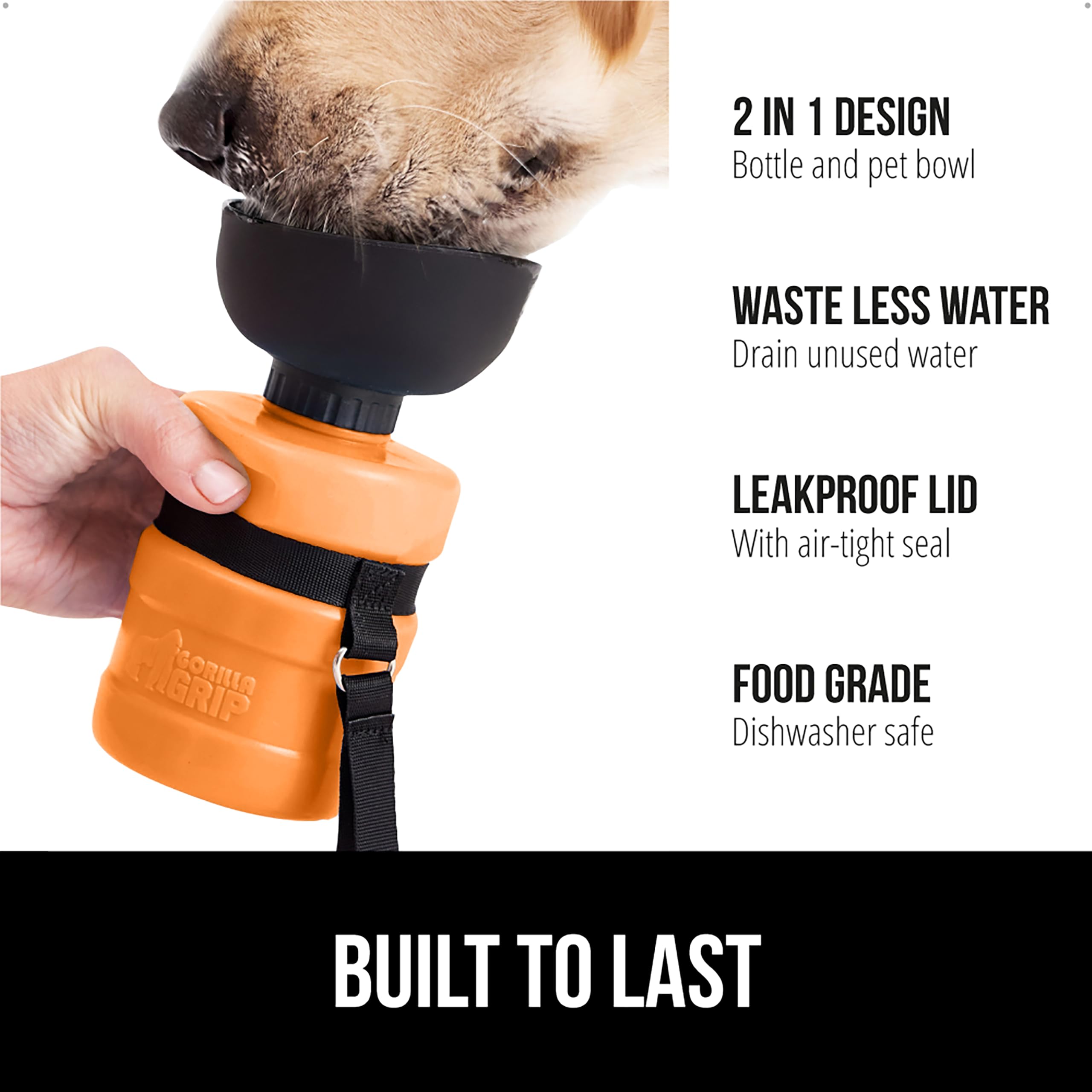 Gorilla Grip 2-en-1 hydratation chien avec bol intégré