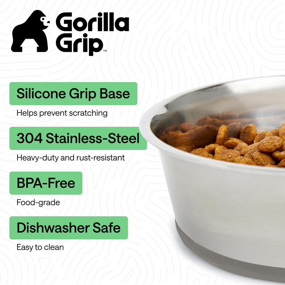 Ensemble de deux bols Gorilla Grip, idéal pour nourriture et eau des animaux.
