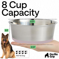 GORILLA GRIP ensemble de deux bols roses, idéal pour nourriture et eau.