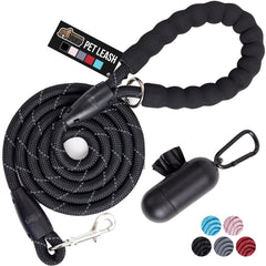 Laisse Gorilla Grip de 5 pieds avec poignée mousse pour un confort accru lors des promenades.