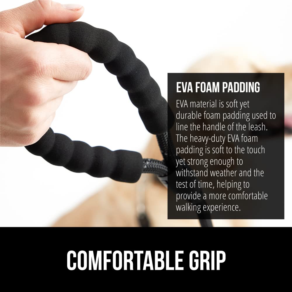 Laisse Gorilla Grip 5 pieds, épaisseur robuste, adaptée pour chiens moyens à grands.