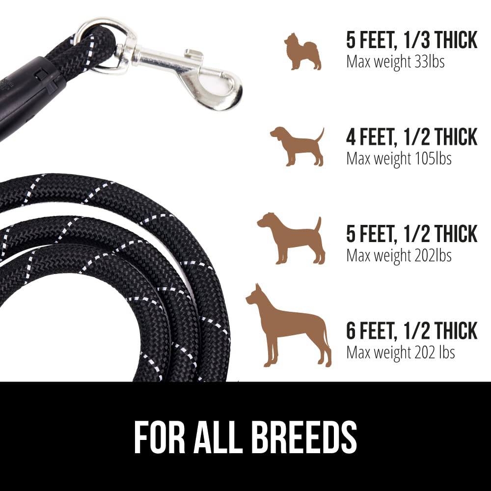 Laisse Gorilla Grip, fils réfléchissants intégrés pour rester visible lors des sorties nocturnes.
