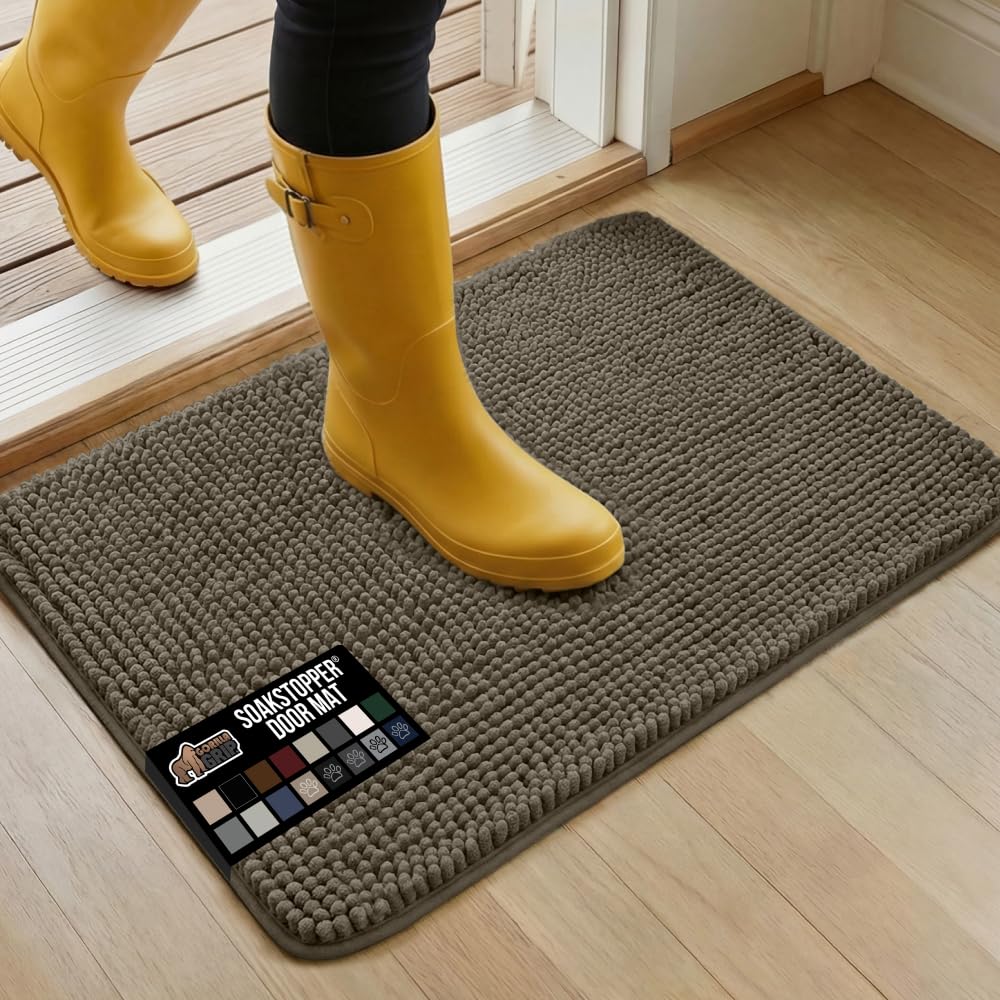Gorilla Grip SoakSTOPPER: tapis porte absorbant en chenille, idéal pour limiter l’humidité.