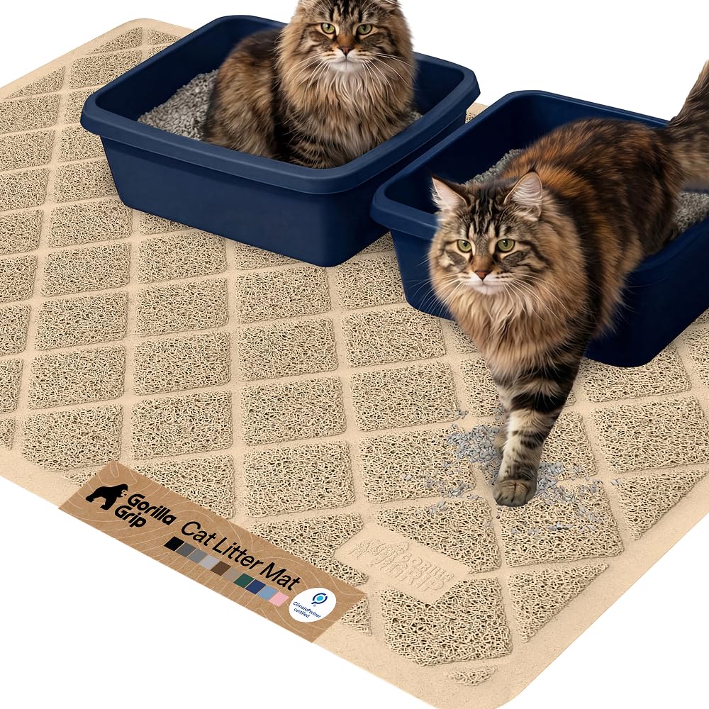 gorilla grip tapis-litiere-chat-47x35: capture efficace des grains et protection du sol.