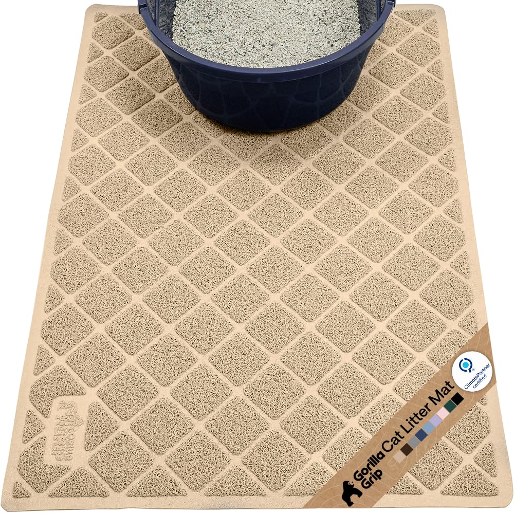 Gorilla Grip Tapis Litière Chat: bobines maillées capturent les grains et évitent les salissures